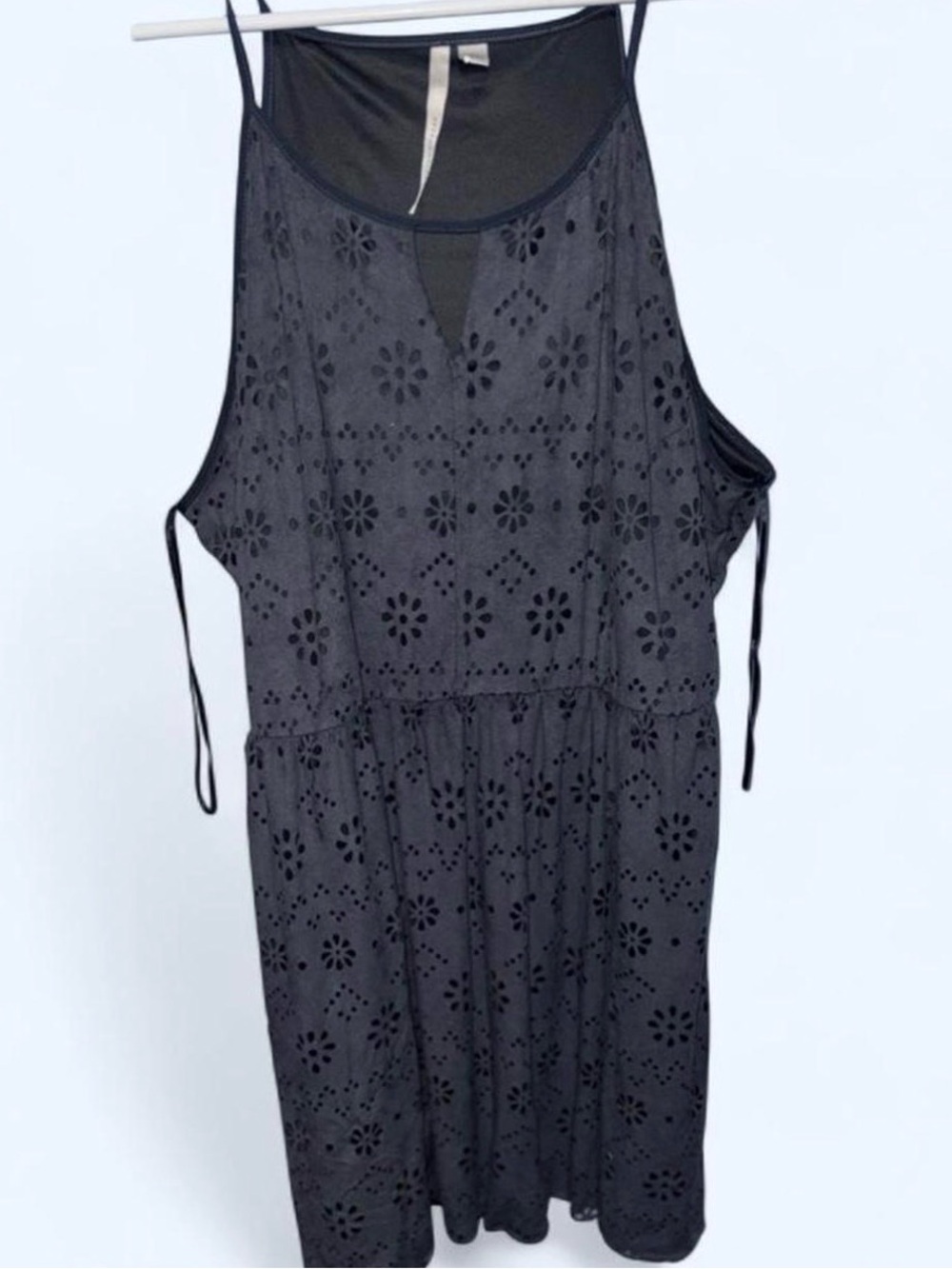 LC Lauren Conrad Charcoal Eyelet Tank Top